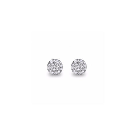 Sterling Silver Pave Circle Stud Earing - Picture 1 of 2